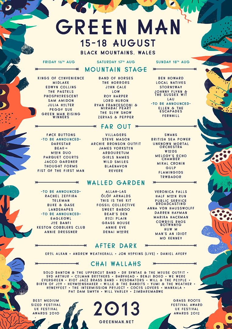 Green Man Festival unveil daybyday lineup